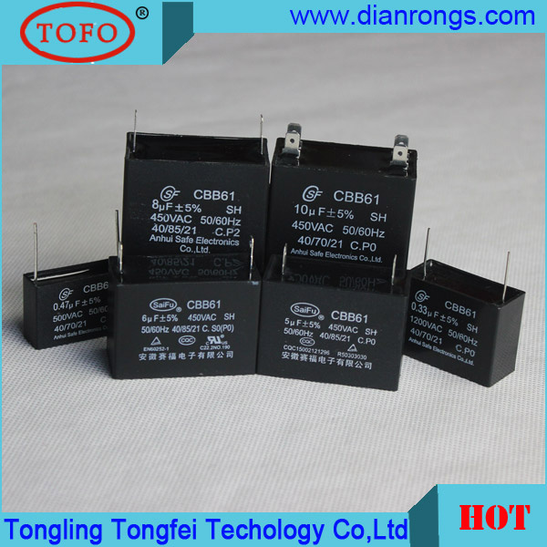 Cbb61 Fan Capacitor with Wire for Motor Starting