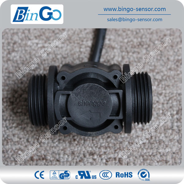 G1'' Rate 0-60L/Min Plastic Black Water Meter, Flow Sensor for Drinking Water