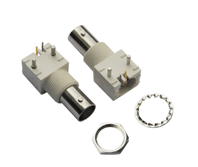 R/a White Plastic Jack PCB Mount BNC Connector