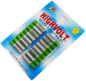 R6p AA Battery with 16PCS/Blister Card Packing (High Volt)