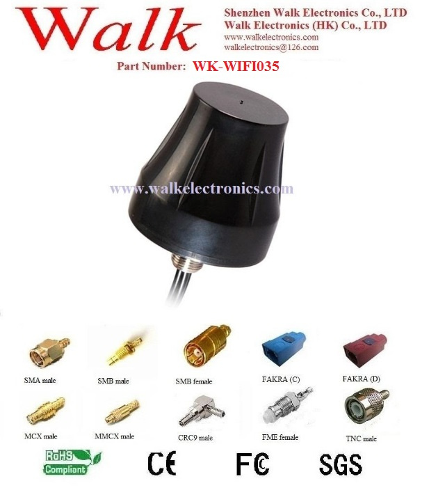 IP67 Screw Mount WiFi Antenna, Waterproof 2.4GHz Antenna, Outdoor Use Bluetooth Antenna, Roof Mount WiFi Car Antenna