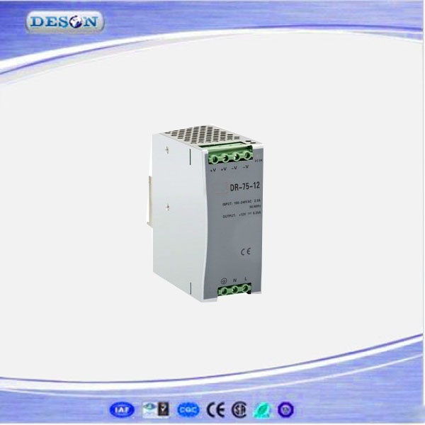75W Single Output SMPS DIN Rail AC to DC Power Supply