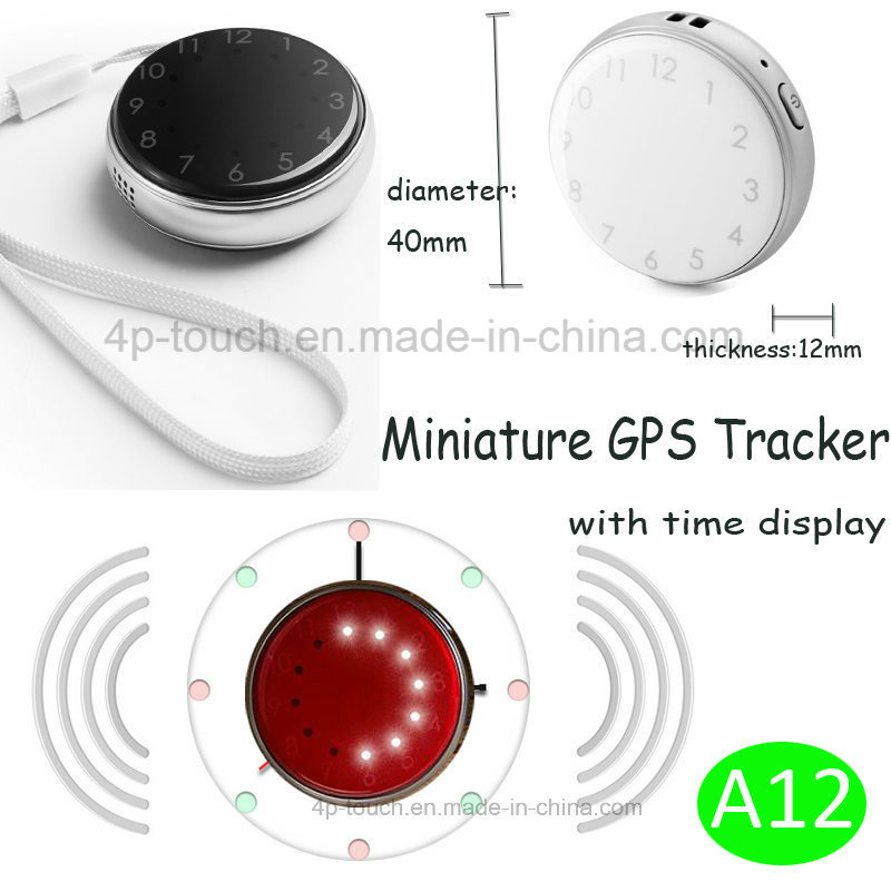 Sos Call Mini Personal GPS Tracker with Time Display A12