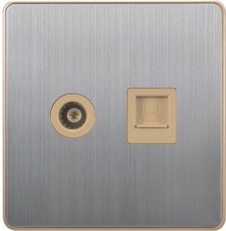 British Standard Stainless TV Plus Telephone Socket