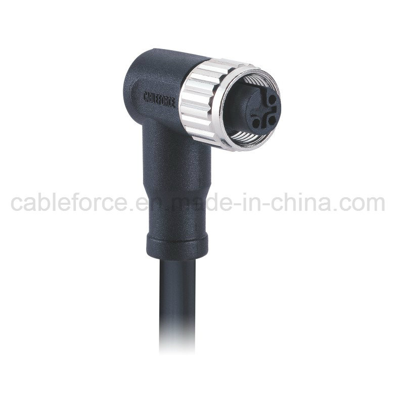 M12 3pin Female Right Angled Waterproof Connector Molded with Cable