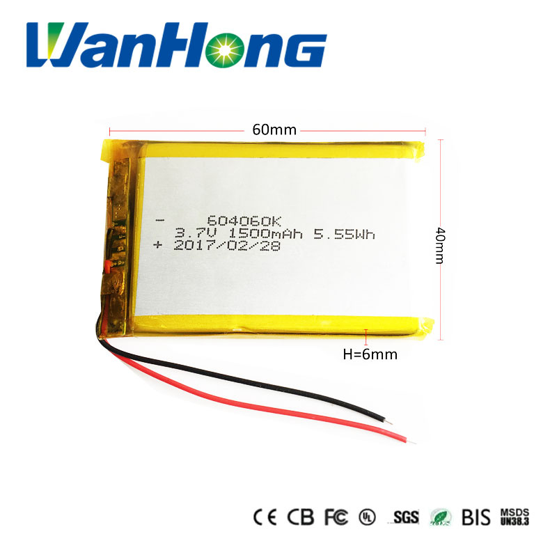3.7V 1500mAh 604060 Lithium Polymer Battery for MP3 DVD