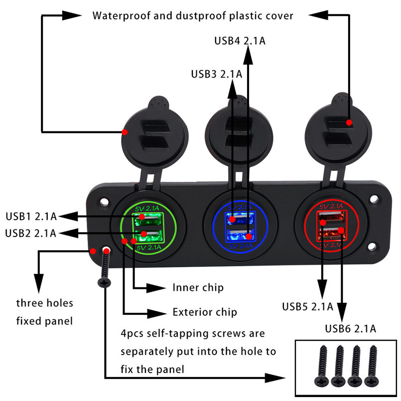 Socket Car Marine USB Charger Socket & Cigarette Socket Lighter Mounting