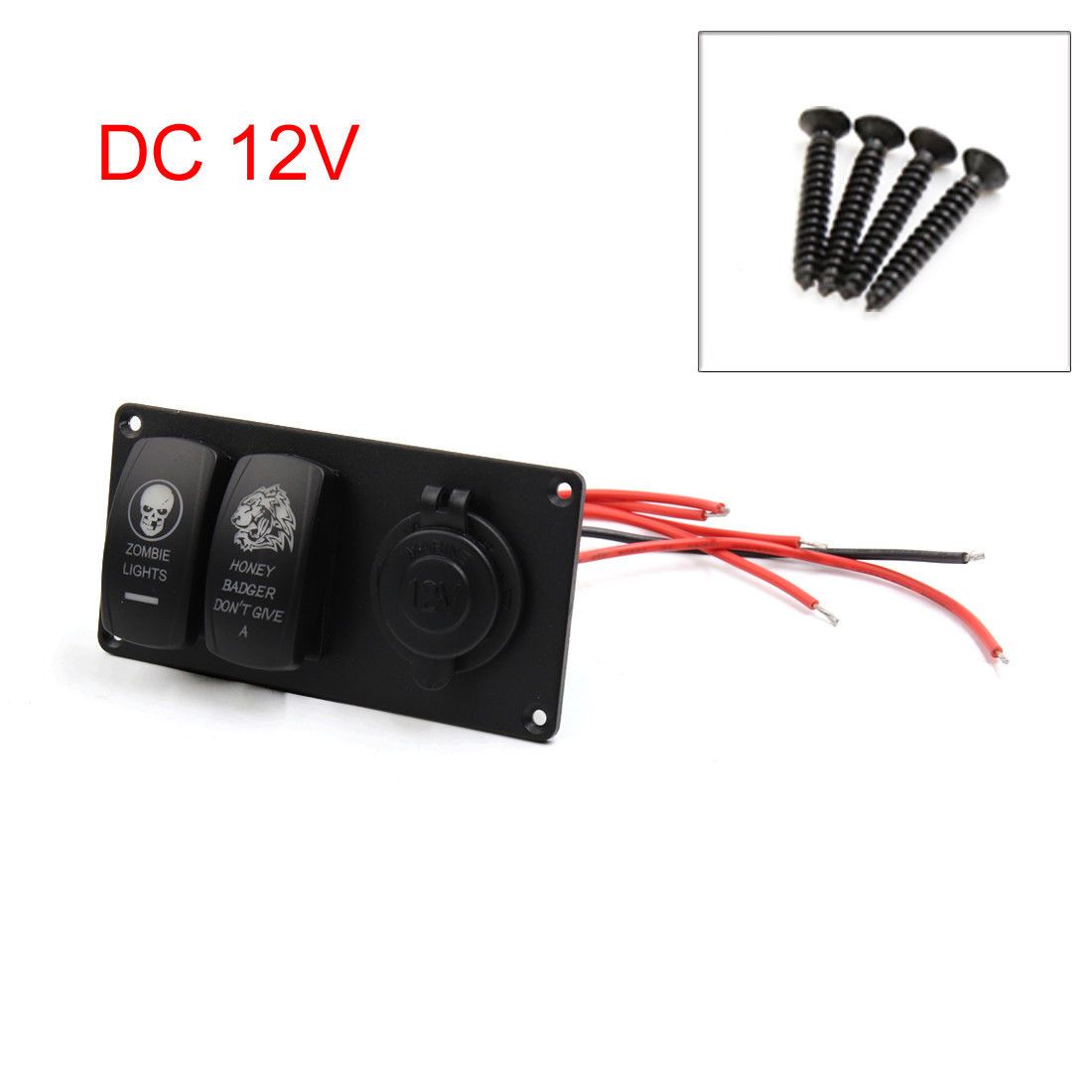 Car Switch Panel Cigarette Lighter USB Output - Black 20 Switch Panel Cigarette Lighter USB Output