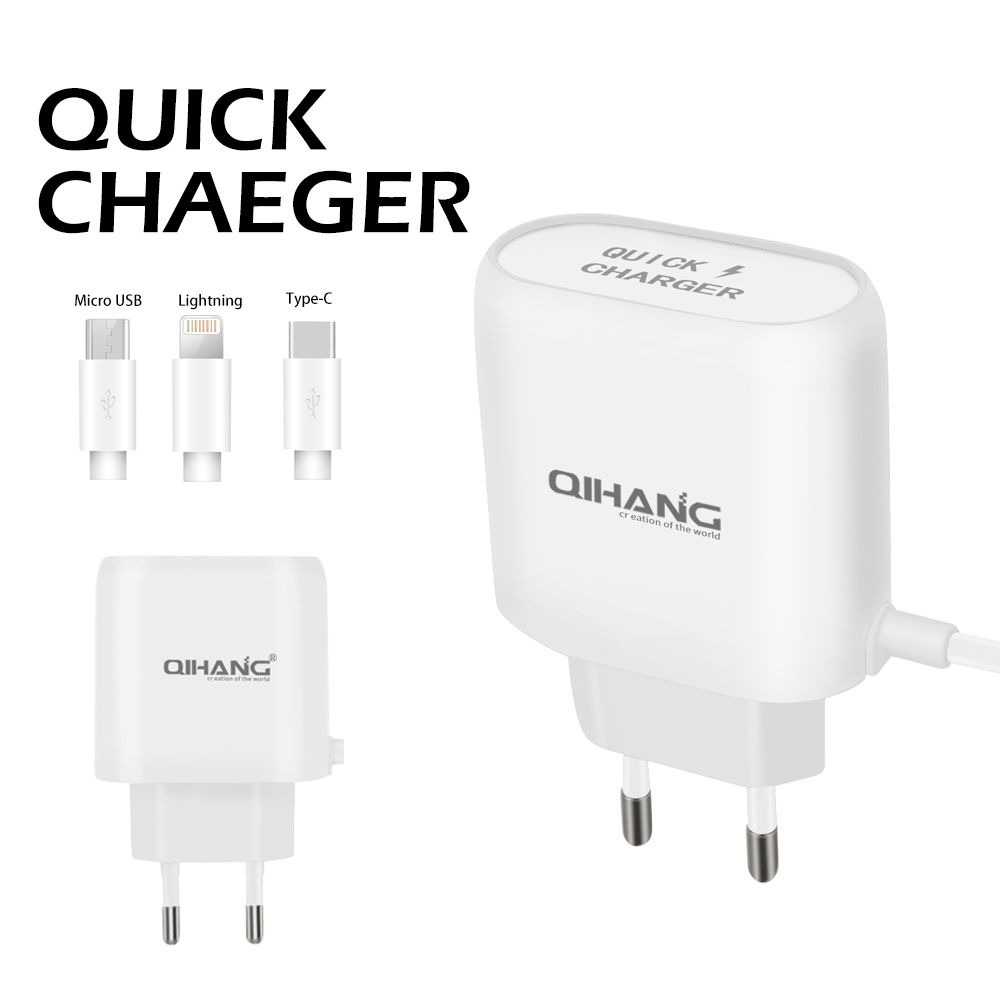 2.4A Faster Mobile Phone USB Charger with Type-C USB Cable