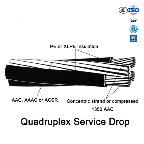 XLPE Insulated Quadruplex Service Drop Overhead Bundled Cable ABC
