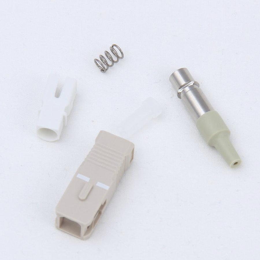 Sc mm Simplex 0.9mm Fiber Optic Connector with Beige Smooth Boot