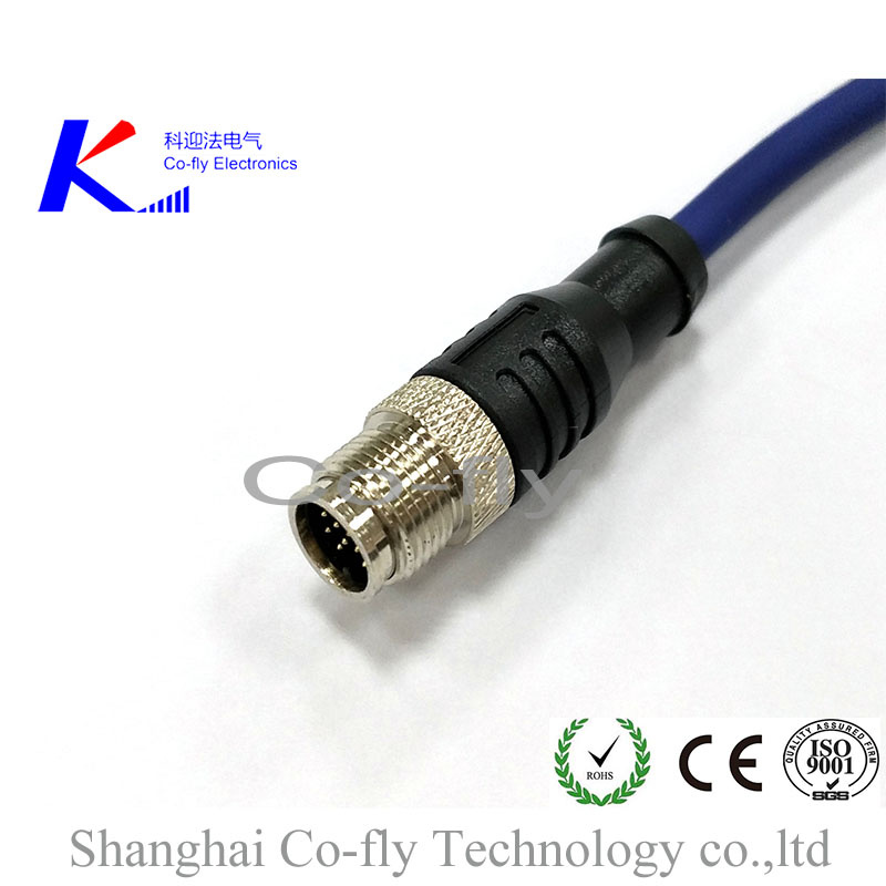 Male Straight Molded RF M12 Waterproof Shielded Cable Connector