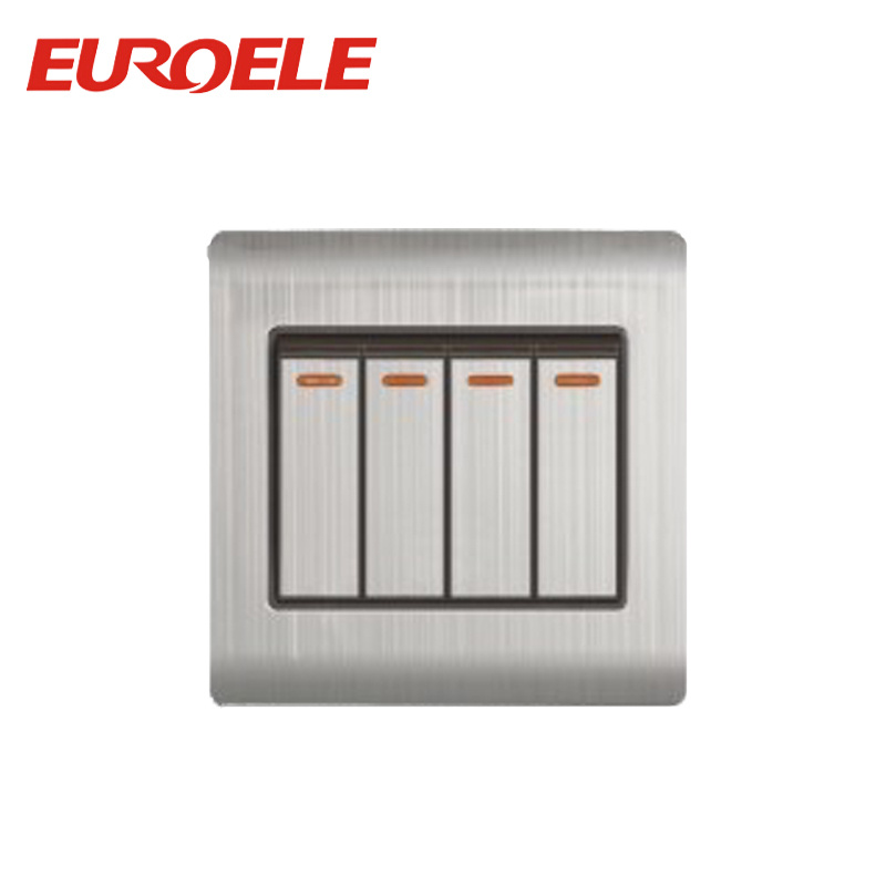 Strong Plate Stainless Steel Plate 4 Gang Wall Switch