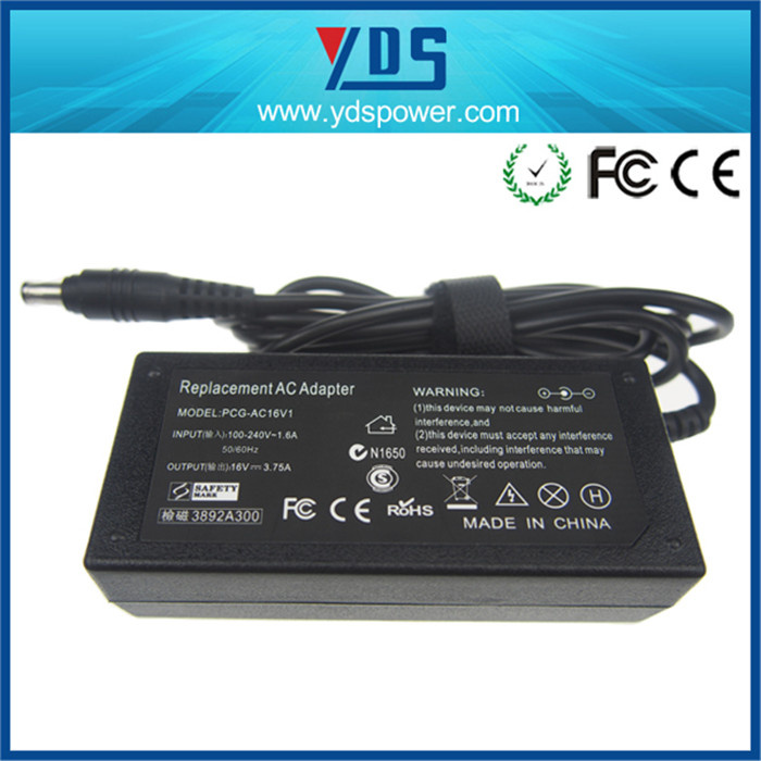 Laptop AC/DC Adapter for Samsung 16V 3.75A Adaptor