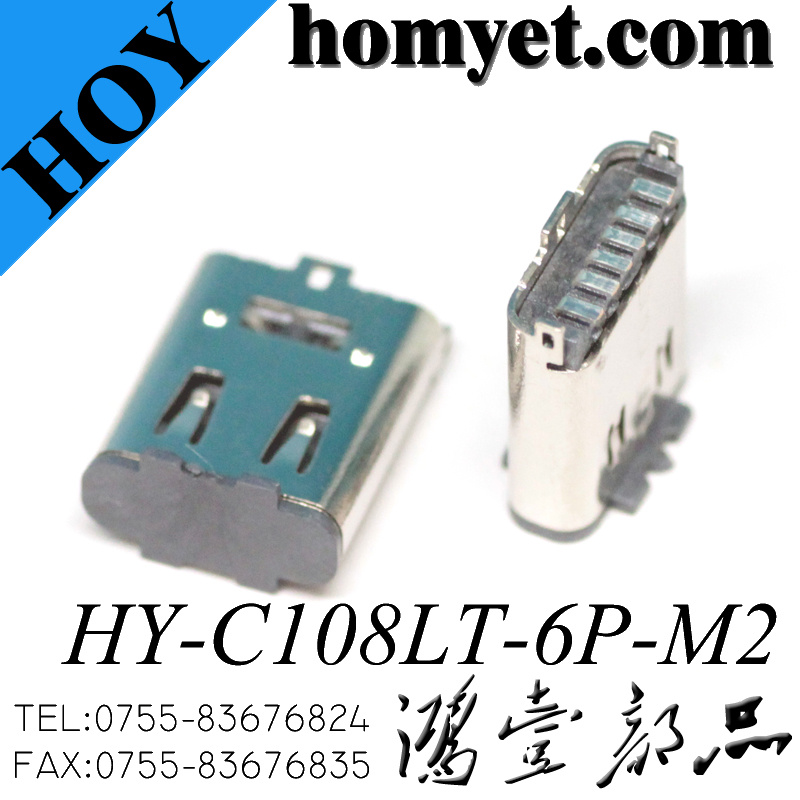 3.1 C Type 180 Degree Vertical Surface Mounting SMT 6pin USB Connector(