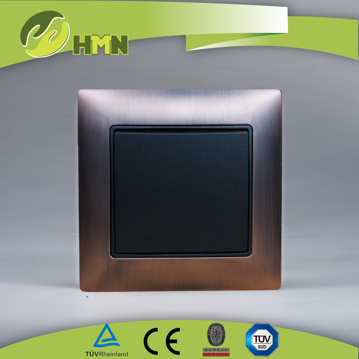 Ce/TUV/BV Certified EU Standard Metal Zinc Panel Wall Switch