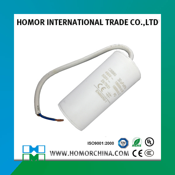 Cbb60 Series AC Motor Capacitor 30UF 450V Cable Type