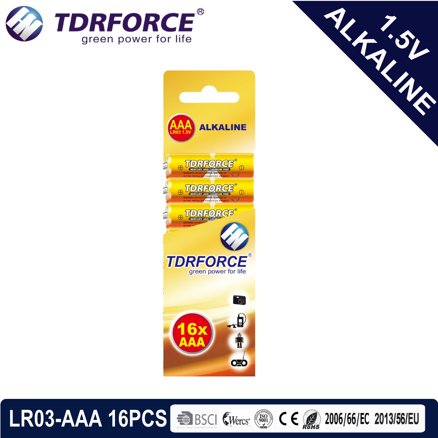 Alkaline Dry Battery with Ce Approved for Toy 16PCS in Carton Box (LR03-AAA Size)