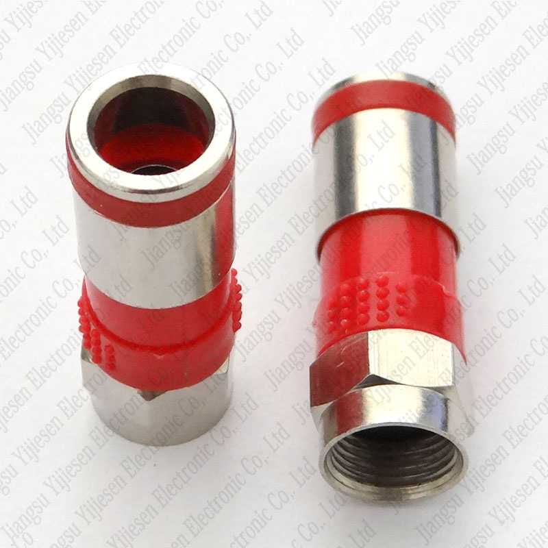 F Type Compression Shield Quad RG6 Coaxial TV Satellite Connector