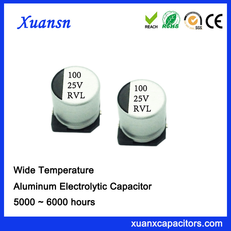 100UF 25V 105º C 5000hours SMD Electrolytic Capacitor