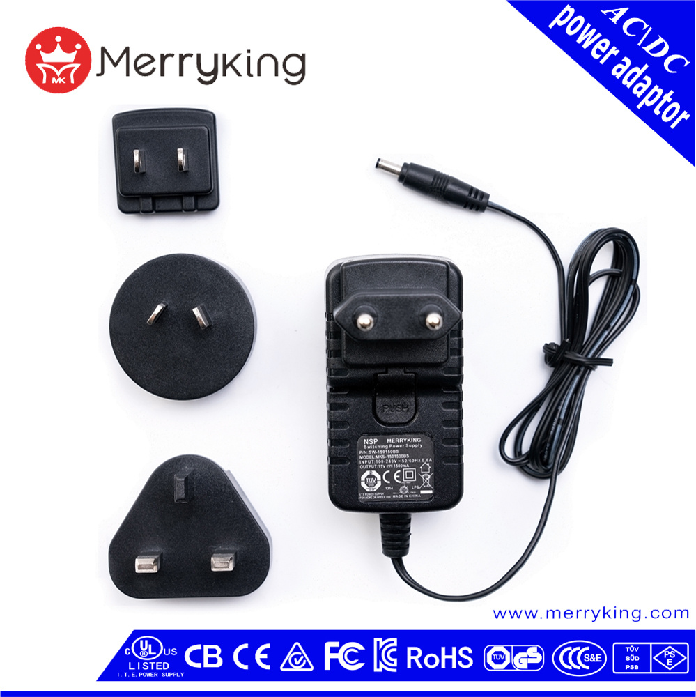 12W Detachable AC Adapter with DC Jack
