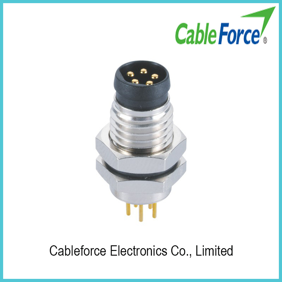 M8 5pin B-Code Male Front Fastened PCB Connector for Factory Automation