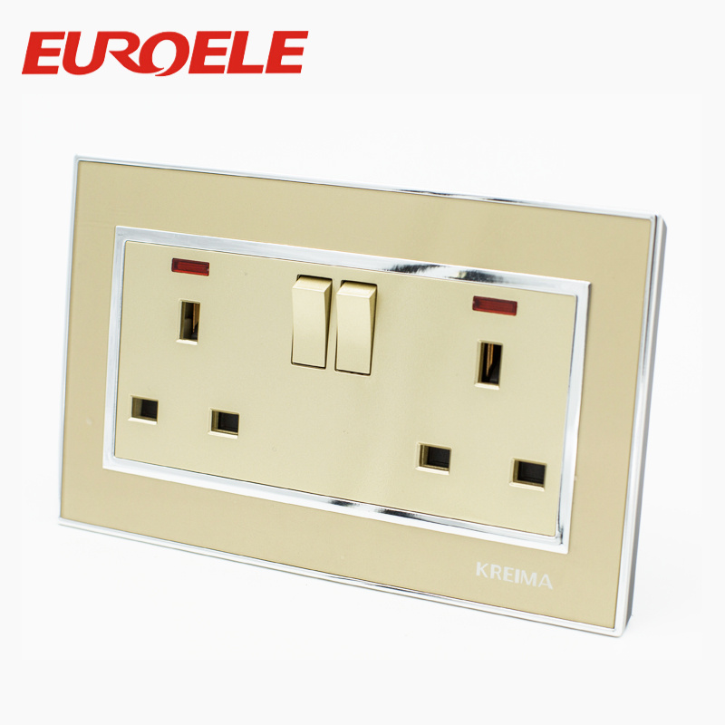 Gold Color 146*86mm 250V 13A British Standard Switched Socket