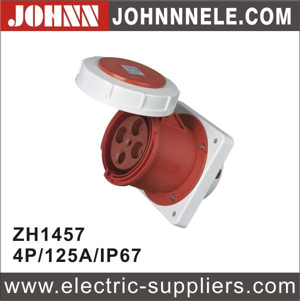 IP67 4p 125A Straight Panel Mounted Socket