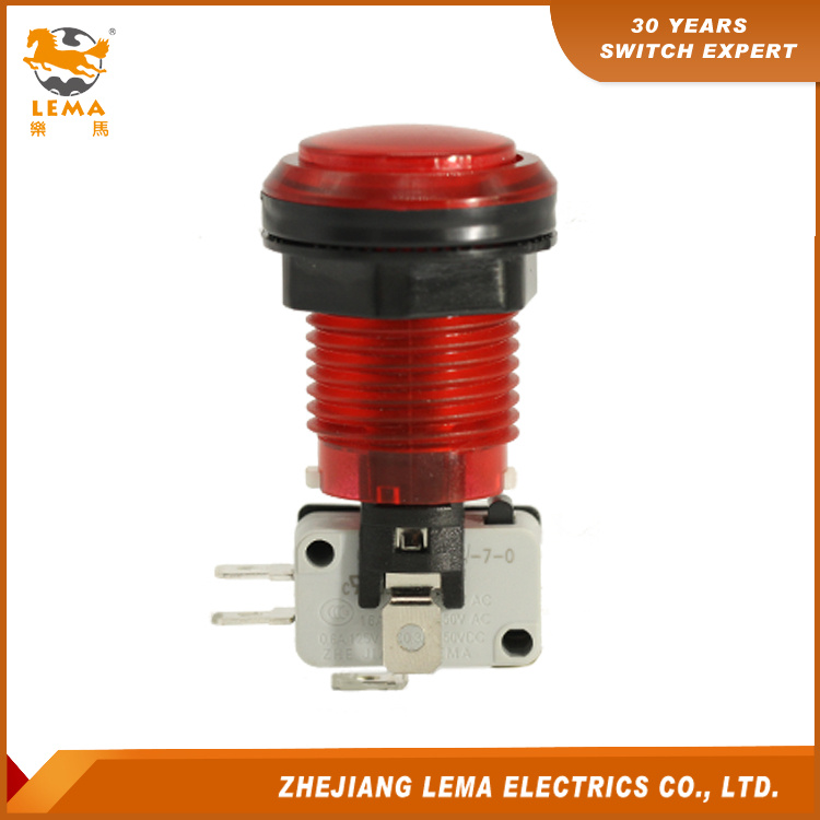Electrical 3A 8A 16A Red Plastic LED Push Button Micro Switch Pbs-003