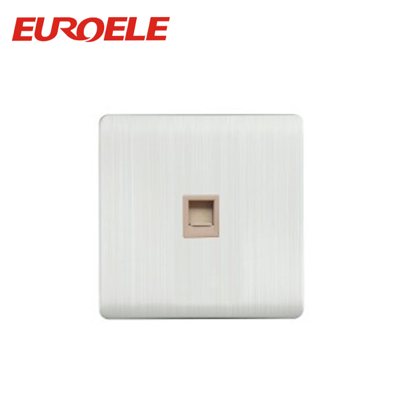 Universal Brushed White Aluminu Data and Tel Socket