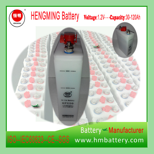 Hengming NiCd Battery Gnc50 1.2V 50ah Kpx Series/ Ultra High Rate Alkaline /Rechargeable Battery and Sintered Plate Battery for Engine Starting