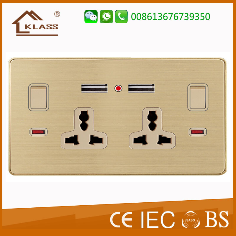 Switch Socket Functional Socket 13A with Neon with USB Socket