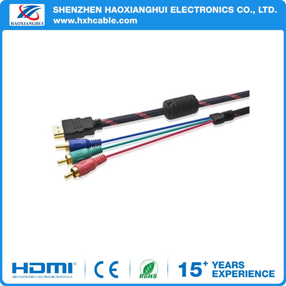 Full HD 1080P Gold Plated HDMI to 3 RCA Cable