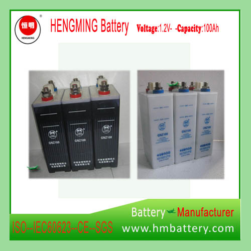 Hengming 1.2V100ah Kpm100 Pocket Type Nickel Cadmium Battery Kpm Series (Ni-CD Battery) Rechargeable Battery