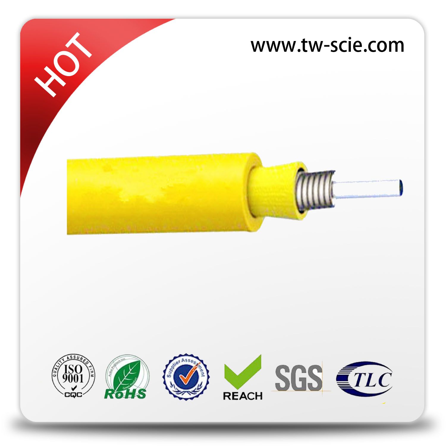 Armored Tight Buffer Fiber Optic Cable with Kevlary Yarn Strength Member