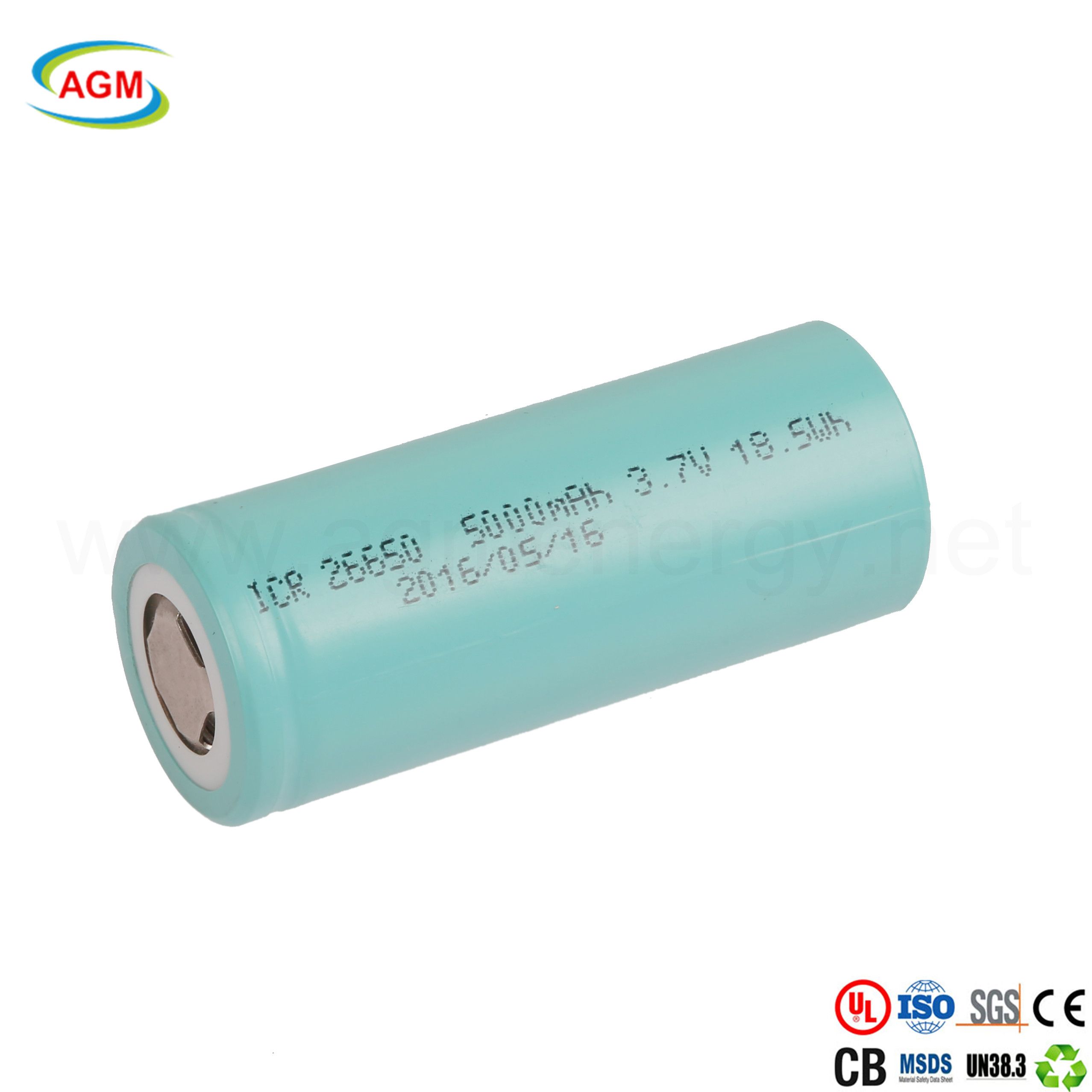 High Capacity Icr 26650 5000mAh 3.7V 18.5wh Lithium Battery