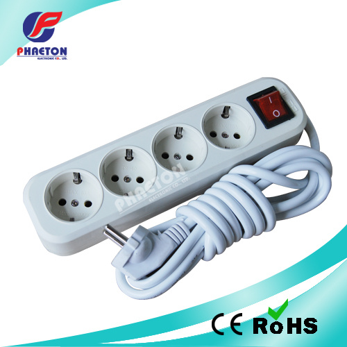 European 4way Electric Socket Extension Socket Power Socket with Wire