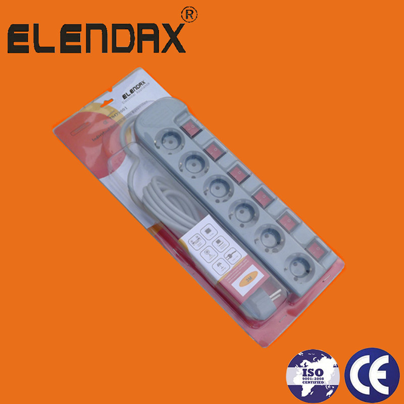 6-Way Individual Switch Extension Socket with Kid Protector (E6006EIS)