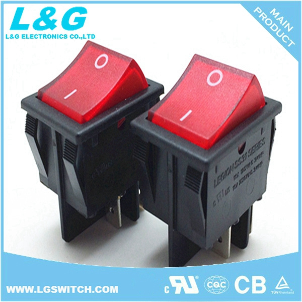 Latching Power I/O 4 Pins Micro Button Rocker Switch with Light 16A 250VAC