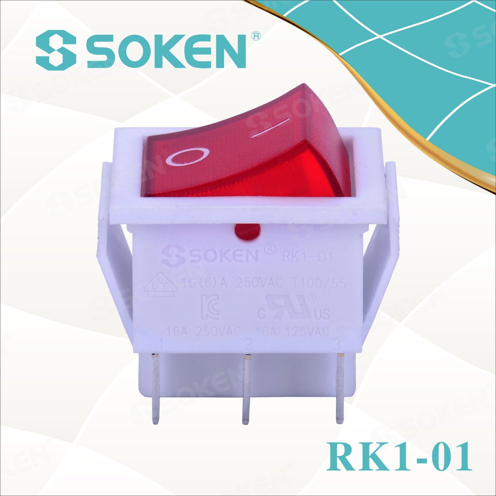 White Double Pole Rocker Switch with Light