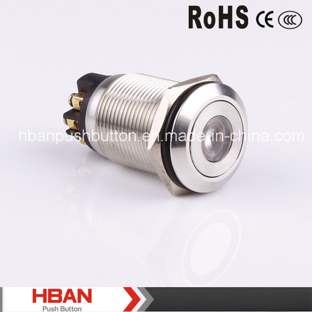 Hban CE RoHS (19mm) DOT-Illumination Momentary Latching Vandalproof Push Button Switch