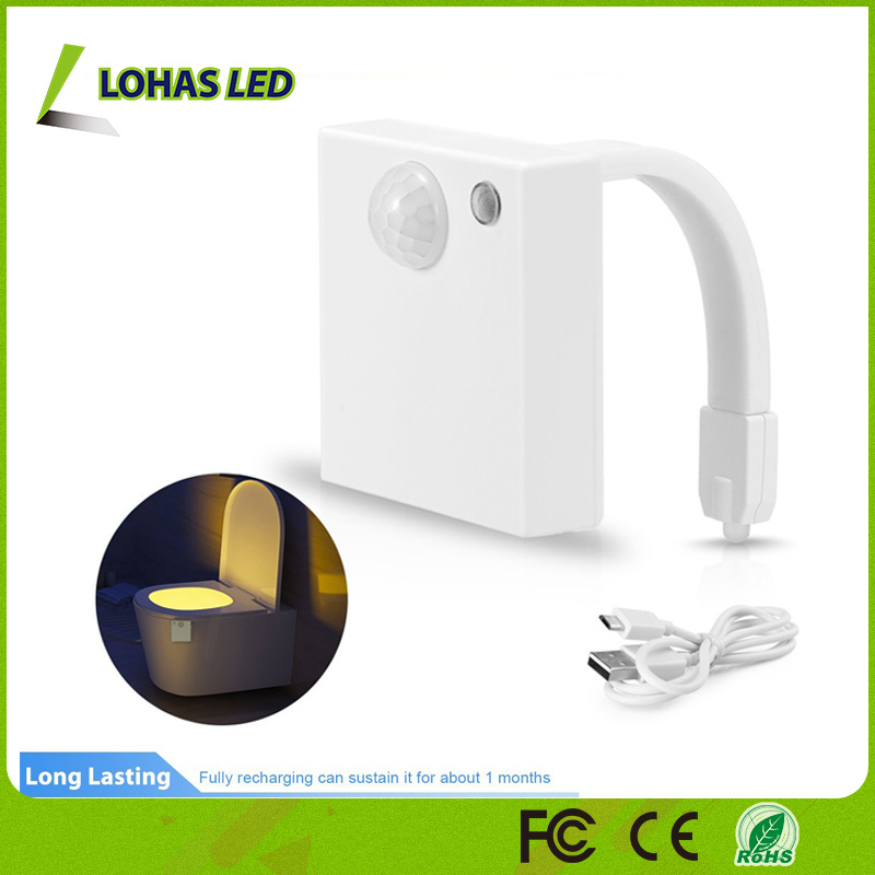 Sensor LED Toilet Light USB Rechargeable Toilet Bowl Light IP65 Waterproof PIR Motion Sensor LED Night Light