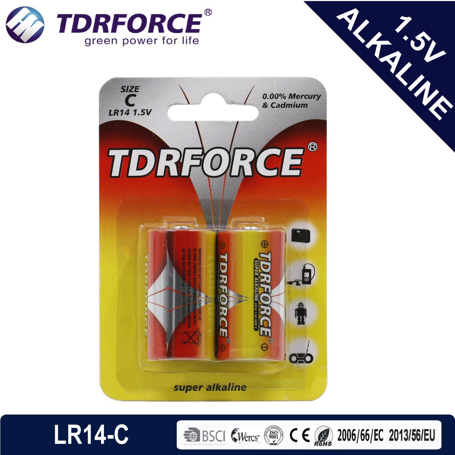 Mercury&Cadmium Free Ultra Alkaline Battery (LR14/C Size/AM2 Size)