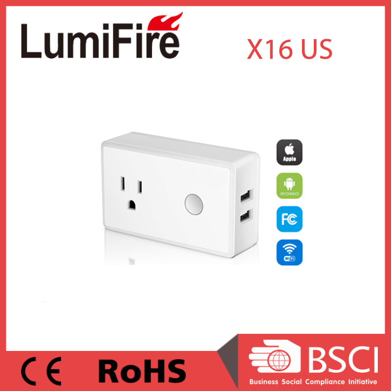 Mini Wireless Outlet Built in 2 USB Ports with Timing Function