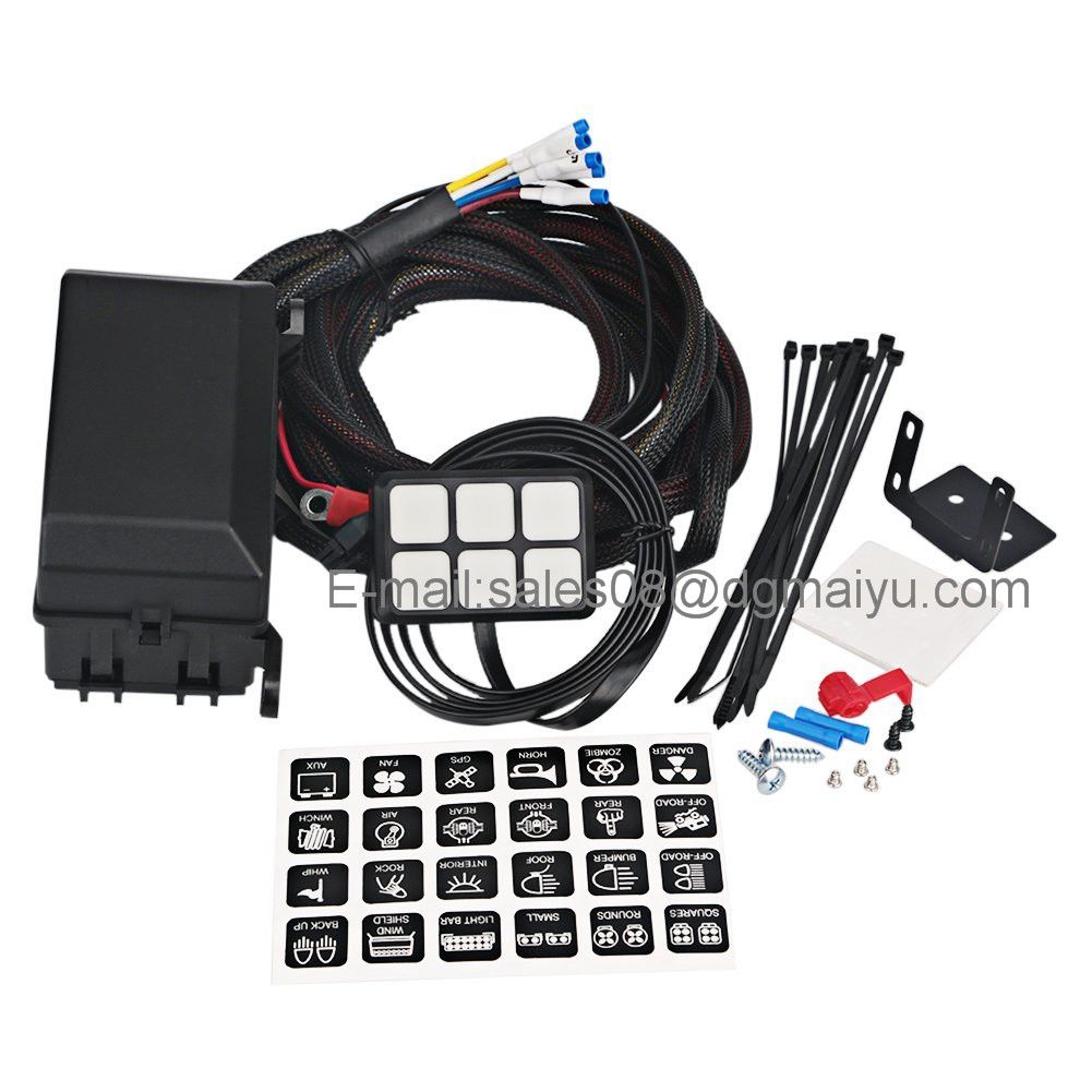 Universally Adaptable DC12V LED 6 Switch Panel Electronic Relay System with Circuit Control Box - Wiring Harness Kit for Any Vehicle