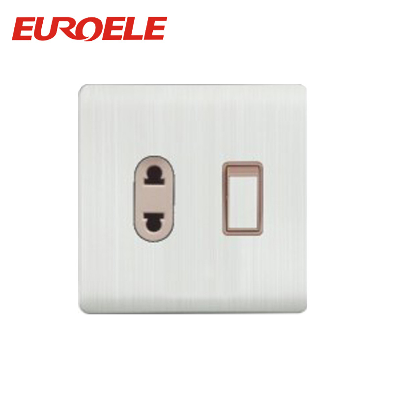 Practical Aluminum Plate White Color 1 Gang Switched Socket