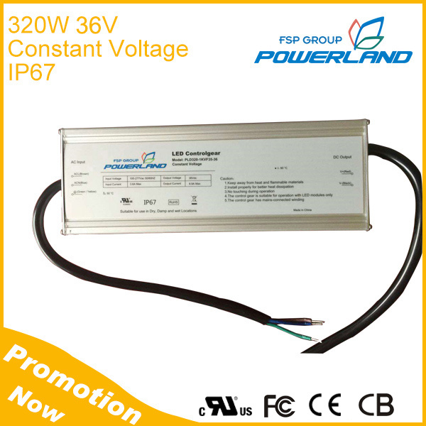 IP67 Grade 320W 36V Constant Voltage Power Supply for Grow Light