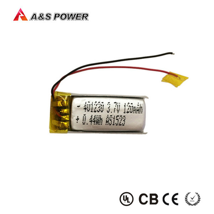 Rechargeable 401230 120mAh 3.7V Lithium Polymer Battery with Un38.3