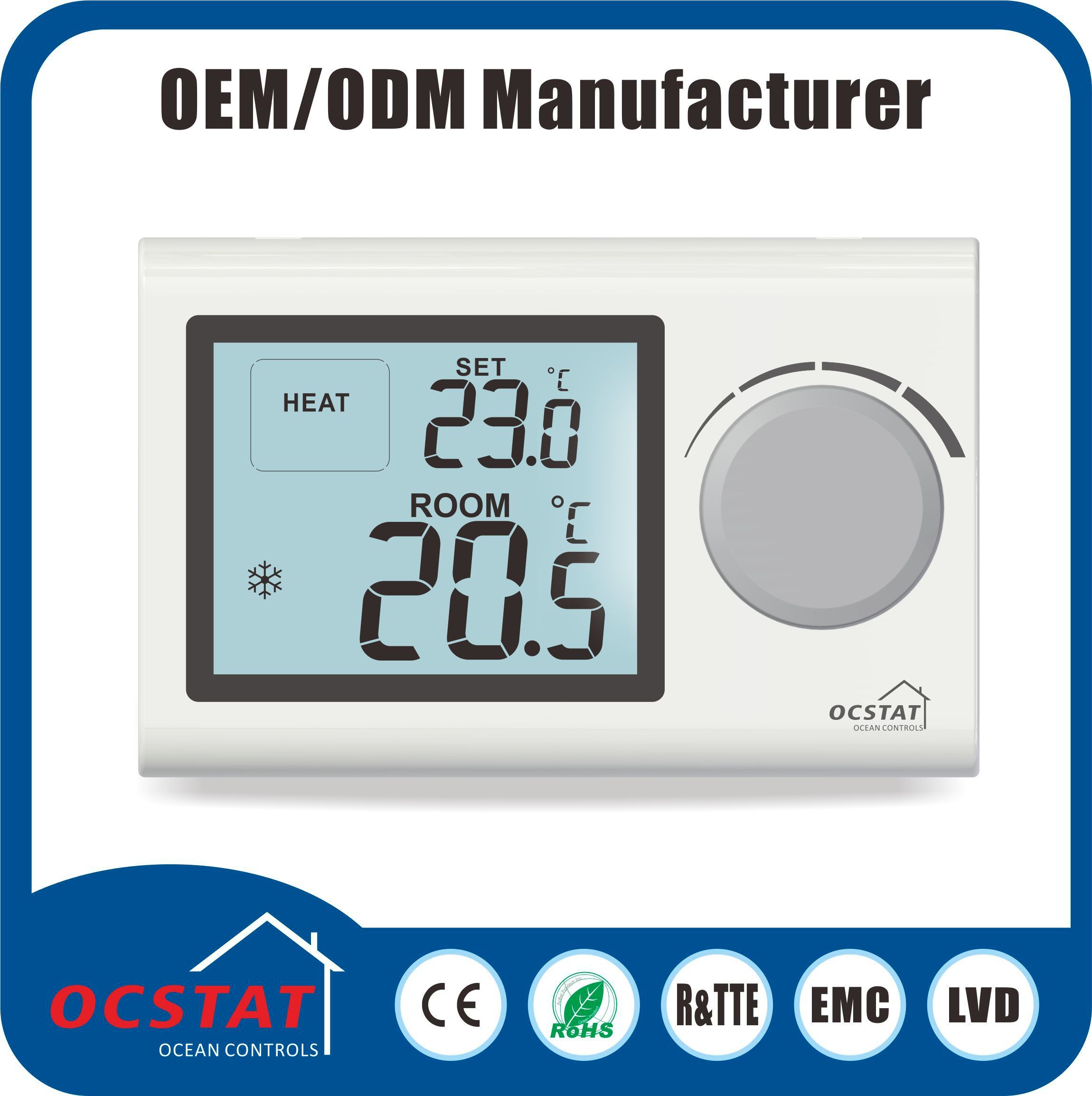 Wireless Thermostats Non Programmable RF Thermostats LCD Display 220V Ce RoHS