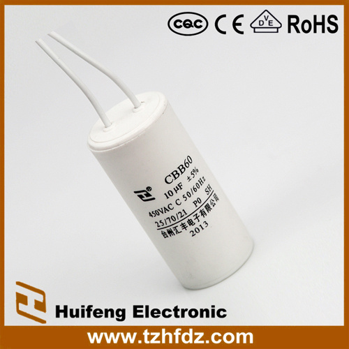 Hf Cbb60 Motor Run Capacitor with Wires 450V 10UF